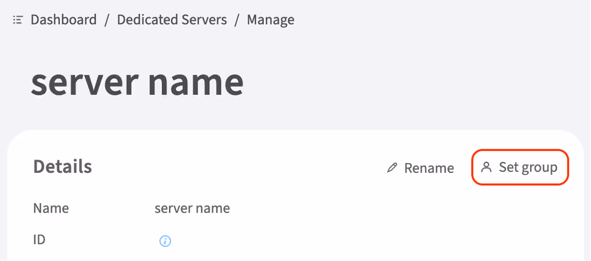 add dedicated sever to group