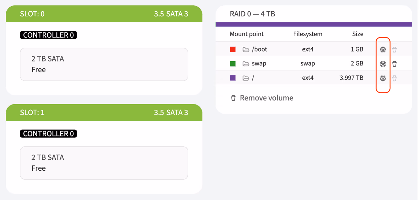 configure RAID partitions