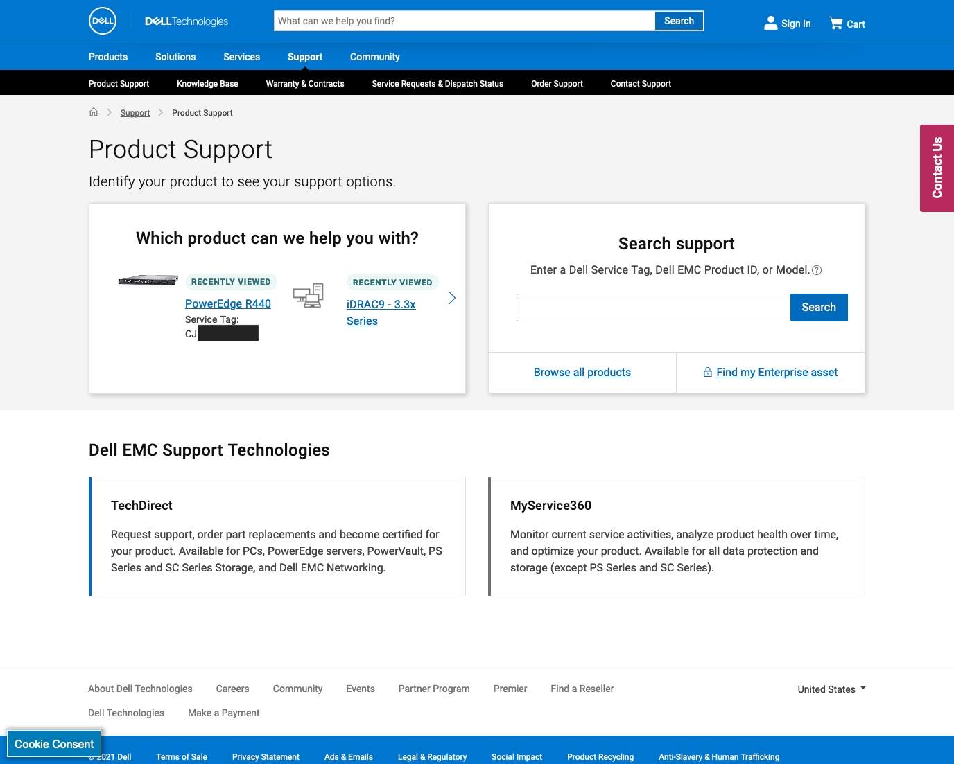 Service Tag is a unique identifier of a Dell server