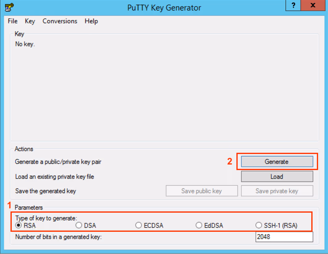PuTTY key generator