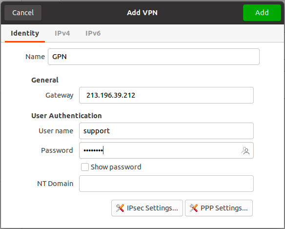 Setting up Ubuntu built-in VPN client