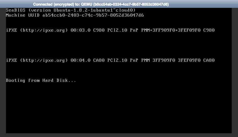 SeaBIOS boot screen initiating iPXE network boot process