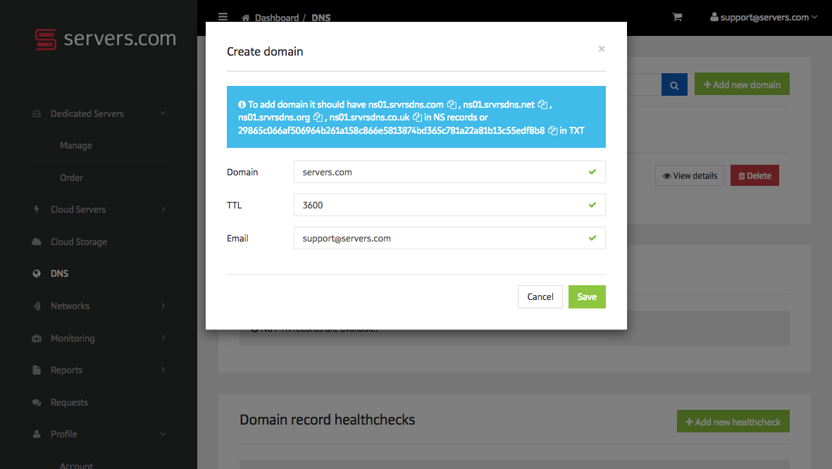 To point your domain name to your dedicated server's public IP address