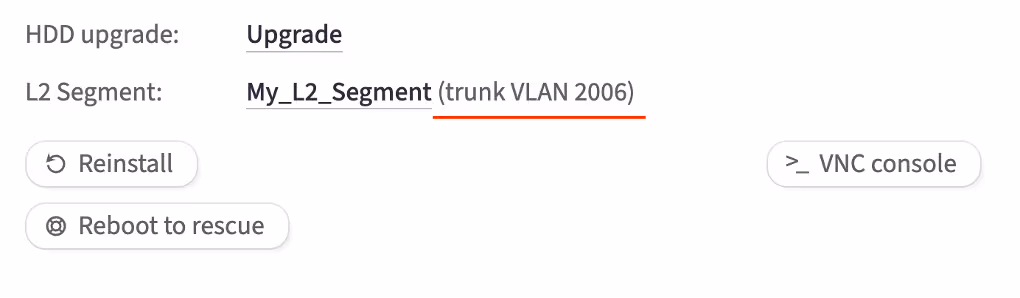 VLAN ID for the server