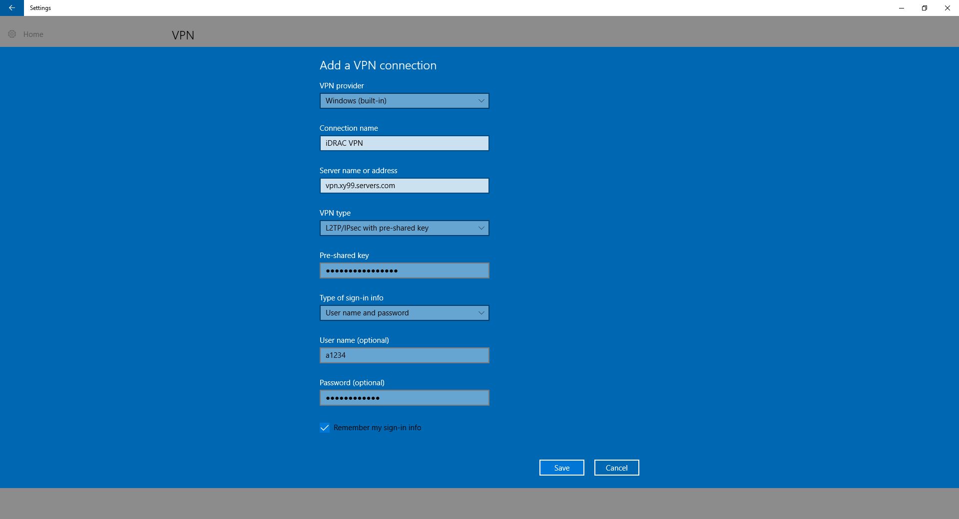 How to setup L2TP over IPsec for iDRAC on MS Windows