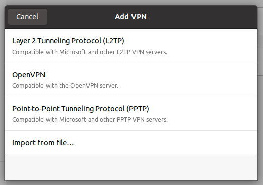Setting up Ubuntu built-in VPN client