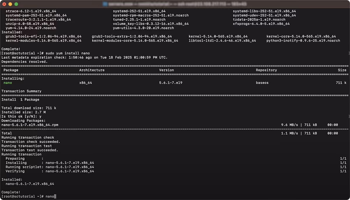 installing nano text editor in Centos Linux