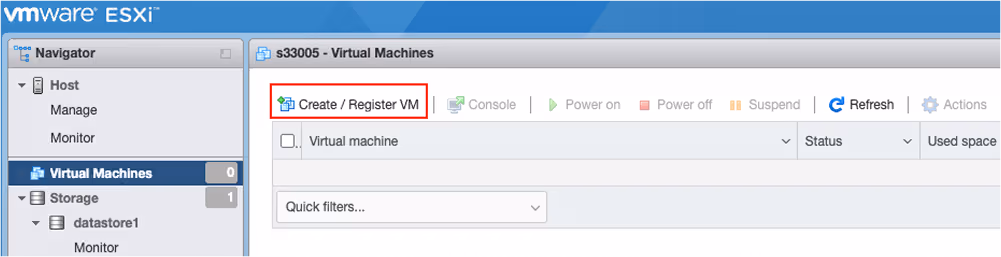 create or register virtual machine