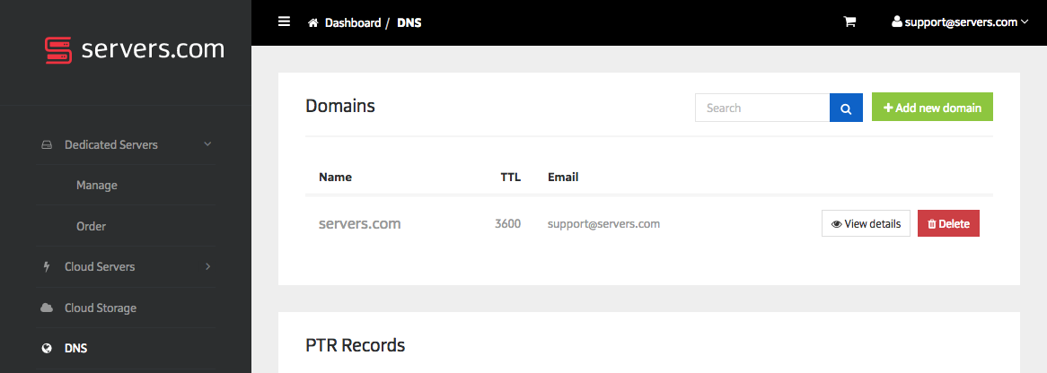 To point your domain name to your dedicated server's public IP address