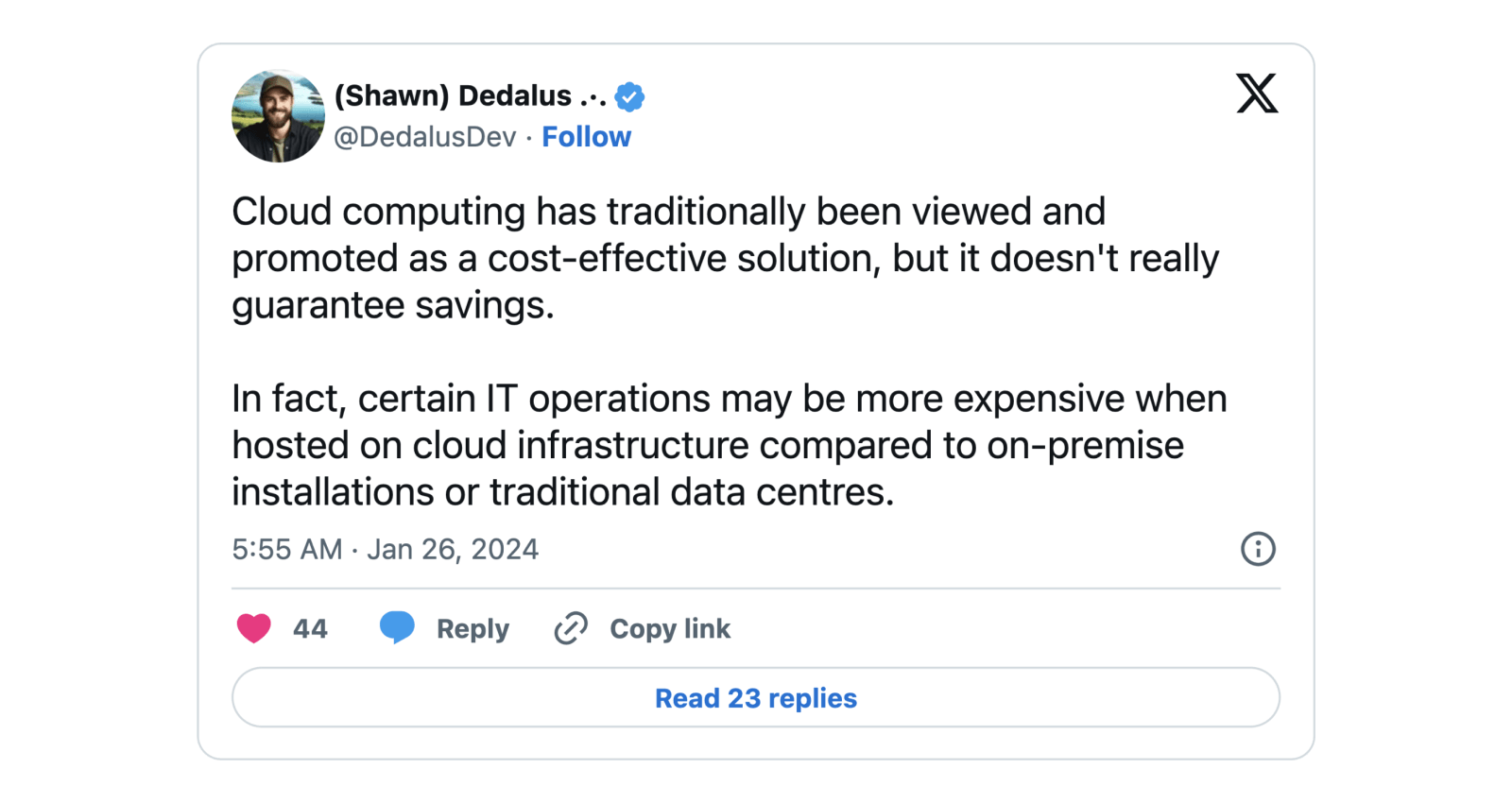twitter post by Shawn Delarus