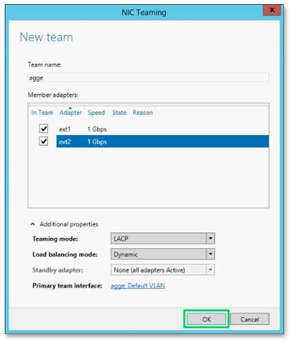The process of setting up the public network is pretty the same, except for Team name which is agge, and for Member adapters which are ext1 and ext2