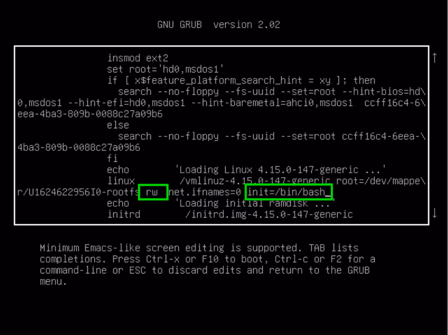 Boot the system in single user mode