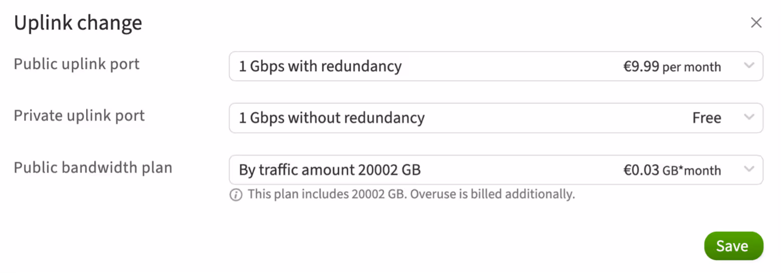 uplink change configurations