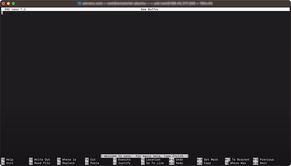 nano linux text editor interface