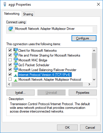 Internet Protocol Version 4 (TCP / IPv4) in the list of protocols in the appearing window
