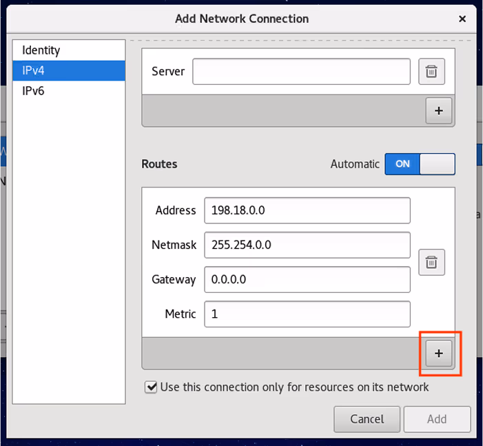 add the routes and save connection