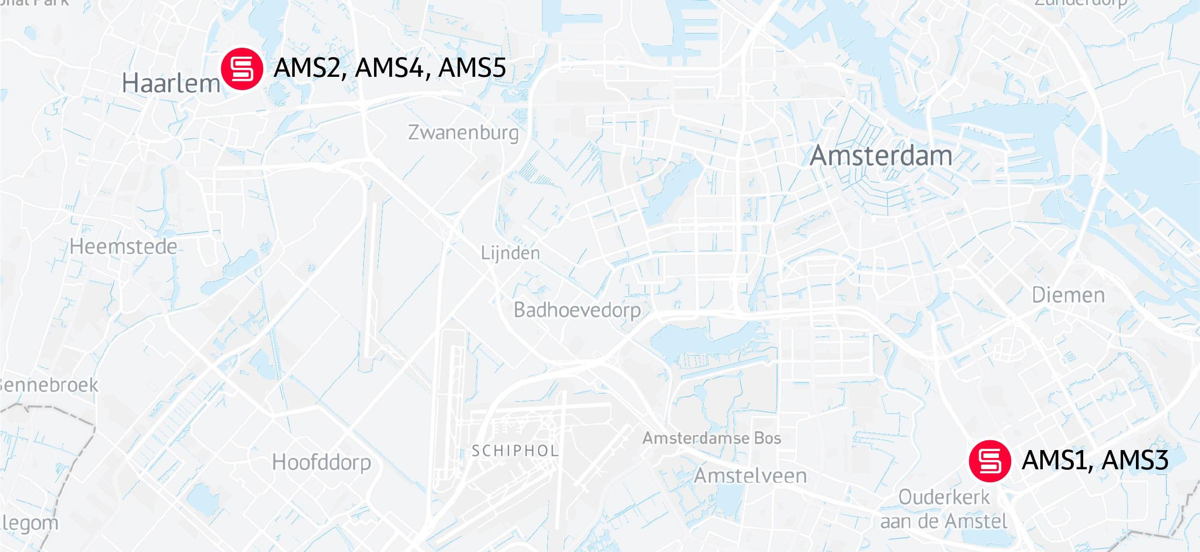 Servers.com Amsterdam data centers map