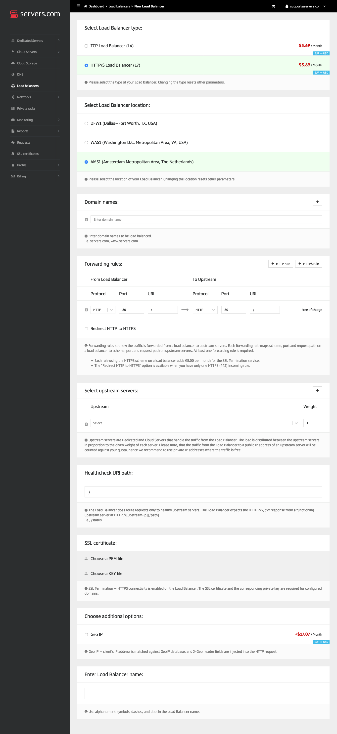 How to create a load balancer instance