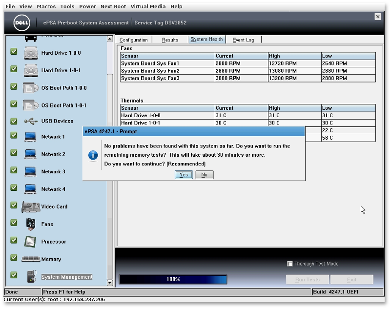 Diagnostics on servers with iDRAC LifeCycle Controller