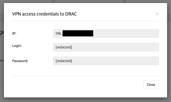 Click Credentials next to the server's iDRAC IP address