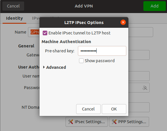 Setting up Ubuntu built-in VPN client