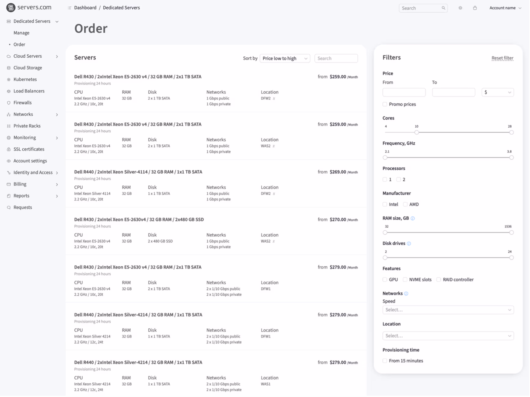 updated order dashboard