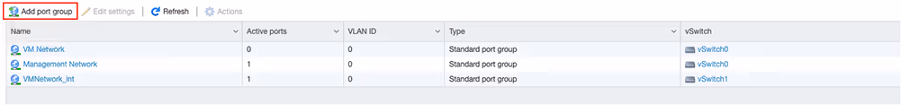 Click add port group