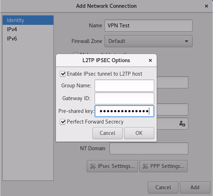 Update IPsec settings