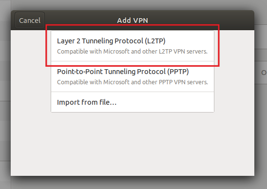 Choose L2TP tunneling protocol