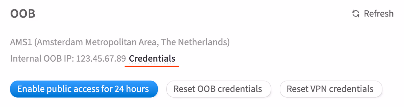 Credentials in OOB section