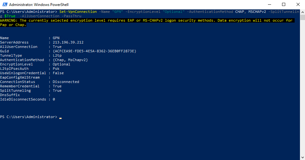 Configurando o cliente VPN embutido do Windows