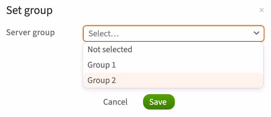 select dedicated server group