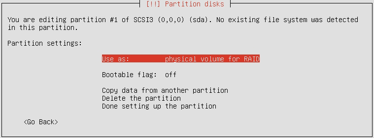 Partition editor for SCSI disk on RAID configuration