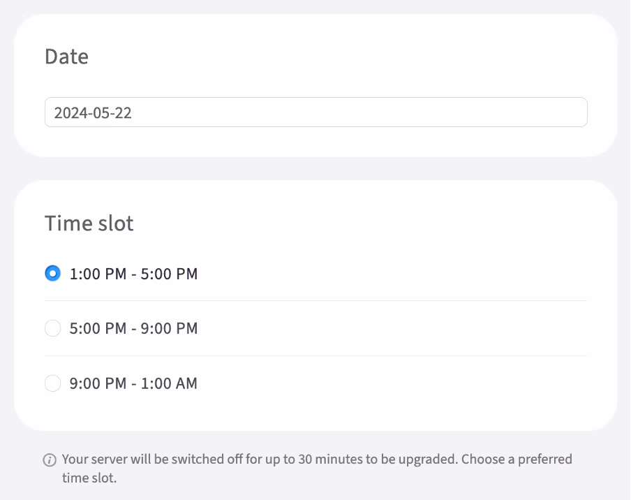time slot for RAM upgrade