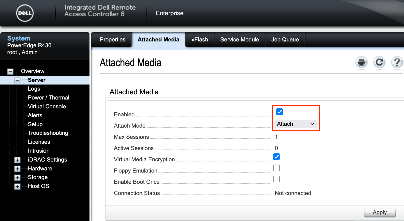 Attached media section