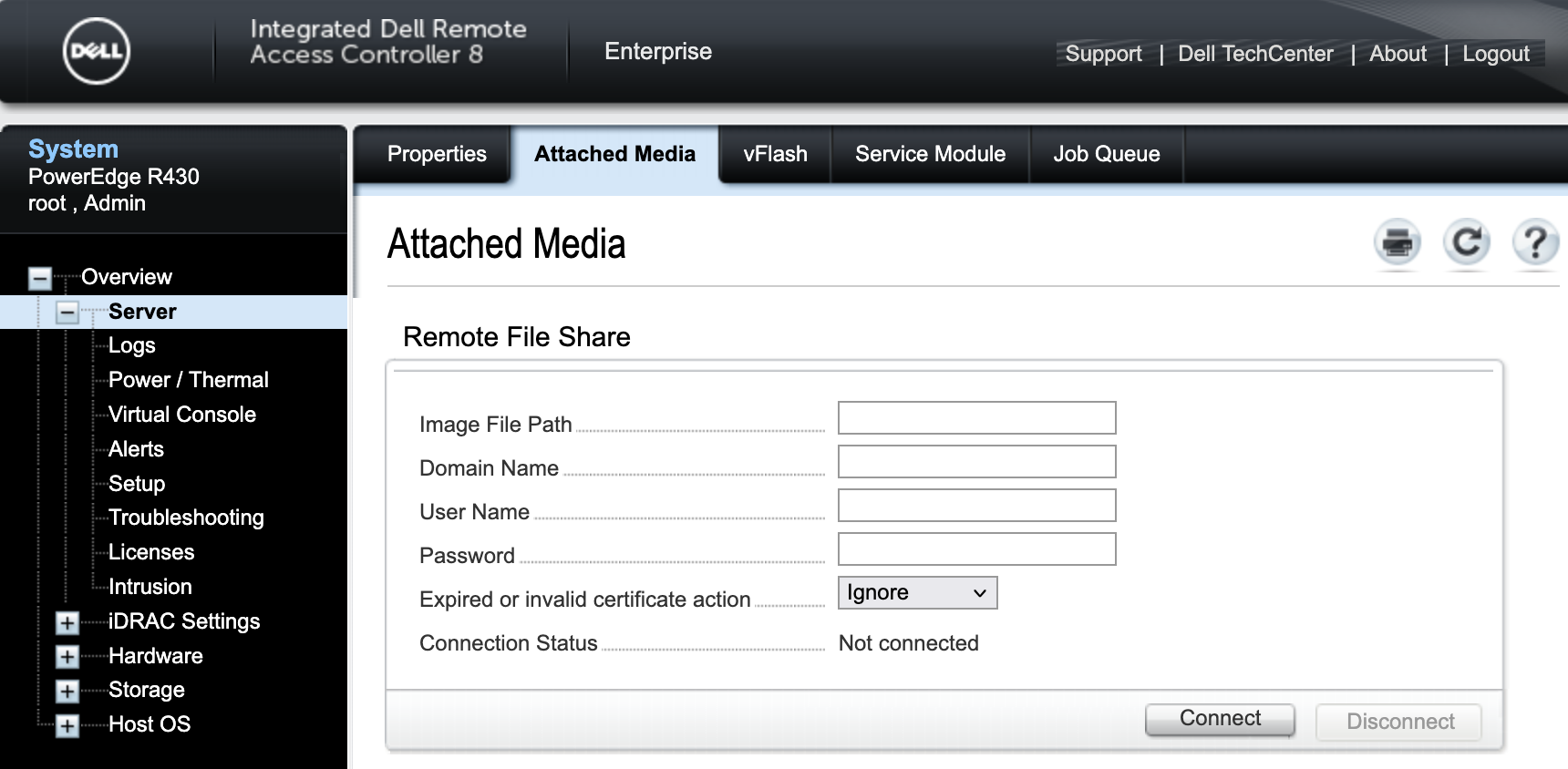 Remote file share section