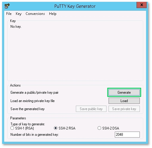 PuTTYgen key generation