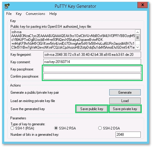 PuTTYgen save key files