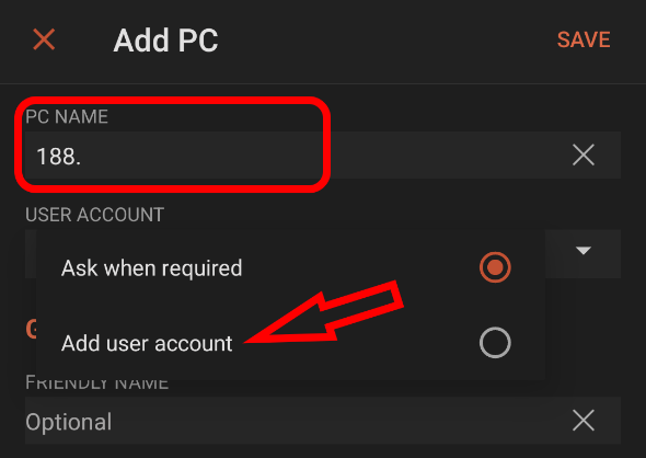 Enter server address