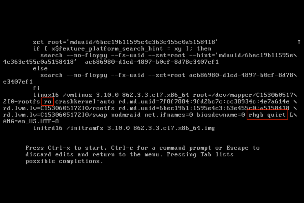 CentOS 7 kernel parameters before modification