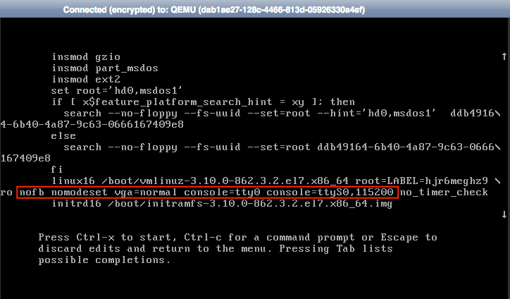 Before removing parameters on CentOS 7 cloud