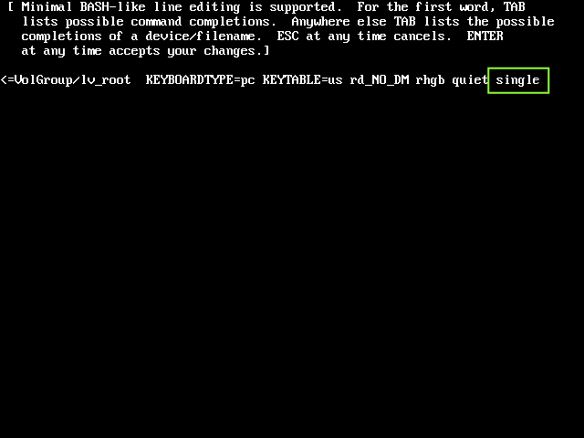 Single parameter added to kernel line