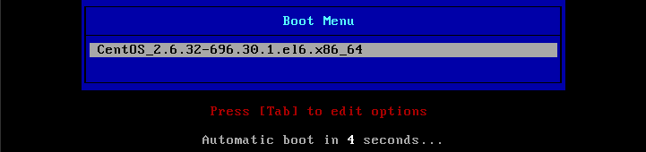 GRUB cloud server boot menu CentOS 6