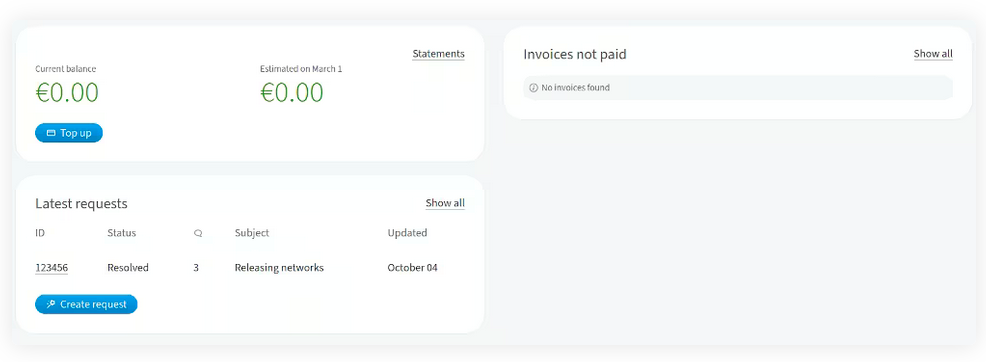 Customer Portal dashboard customer portal dashboard