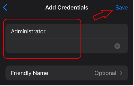 Enter credentials