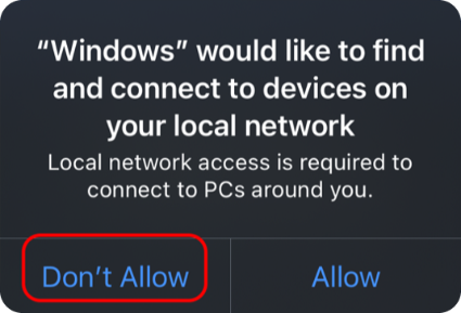 Decline local network permission