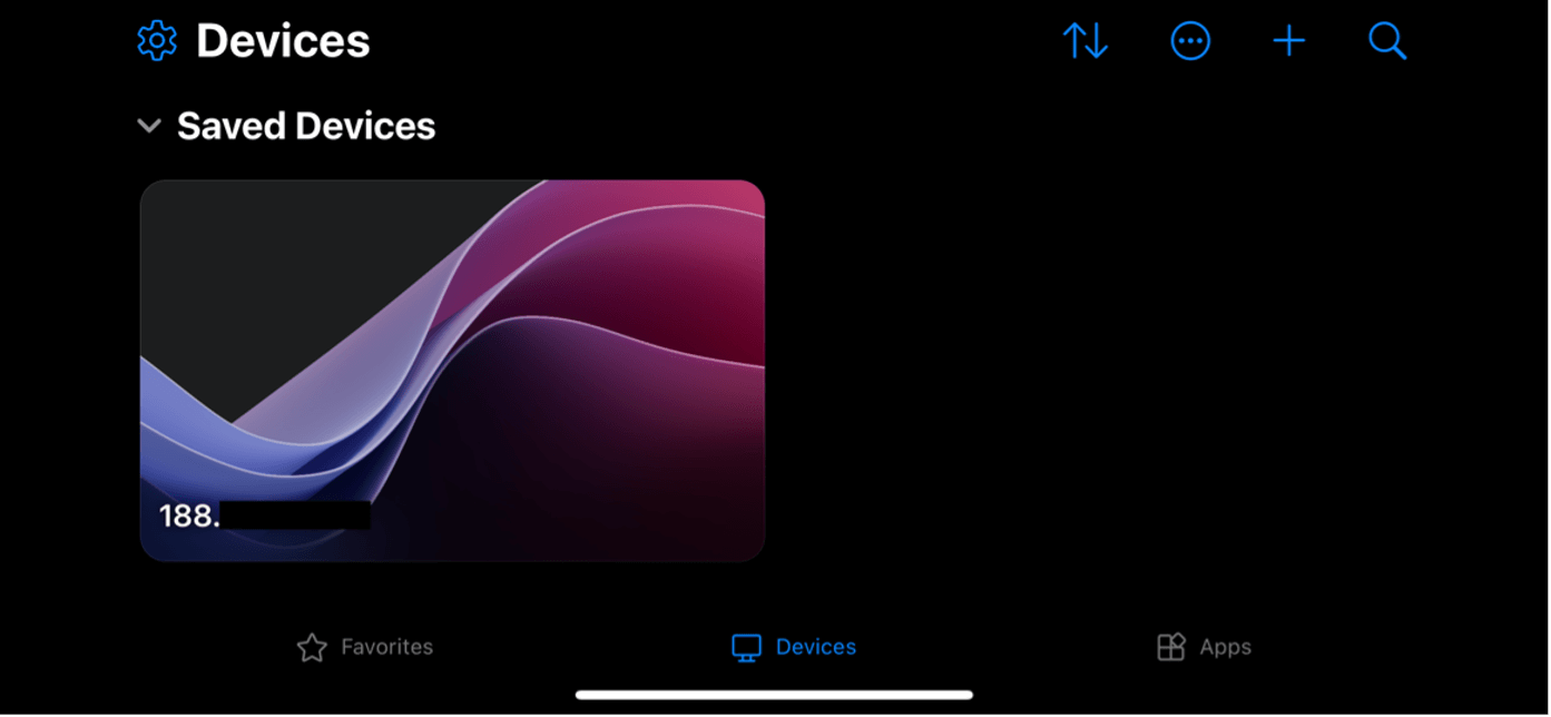 Saved devices list