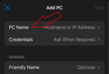Tap PC Name