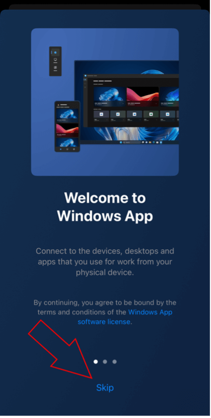 Welcome screen