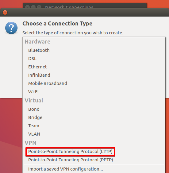 Add a new VPN connection